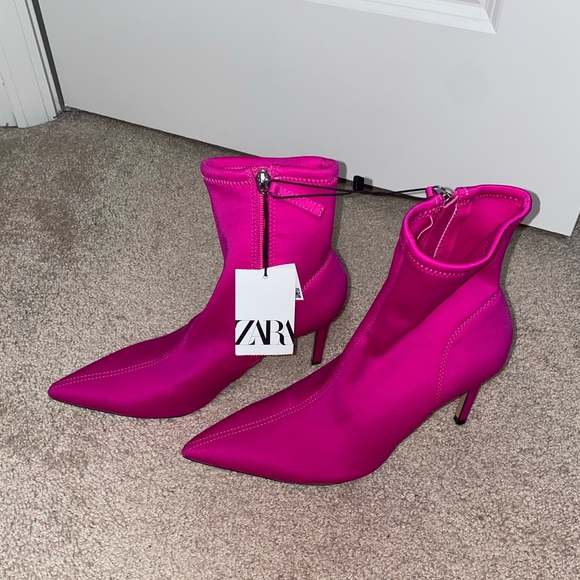 Zara Shoes - NWT Hot Pink Zara Sock Bootie